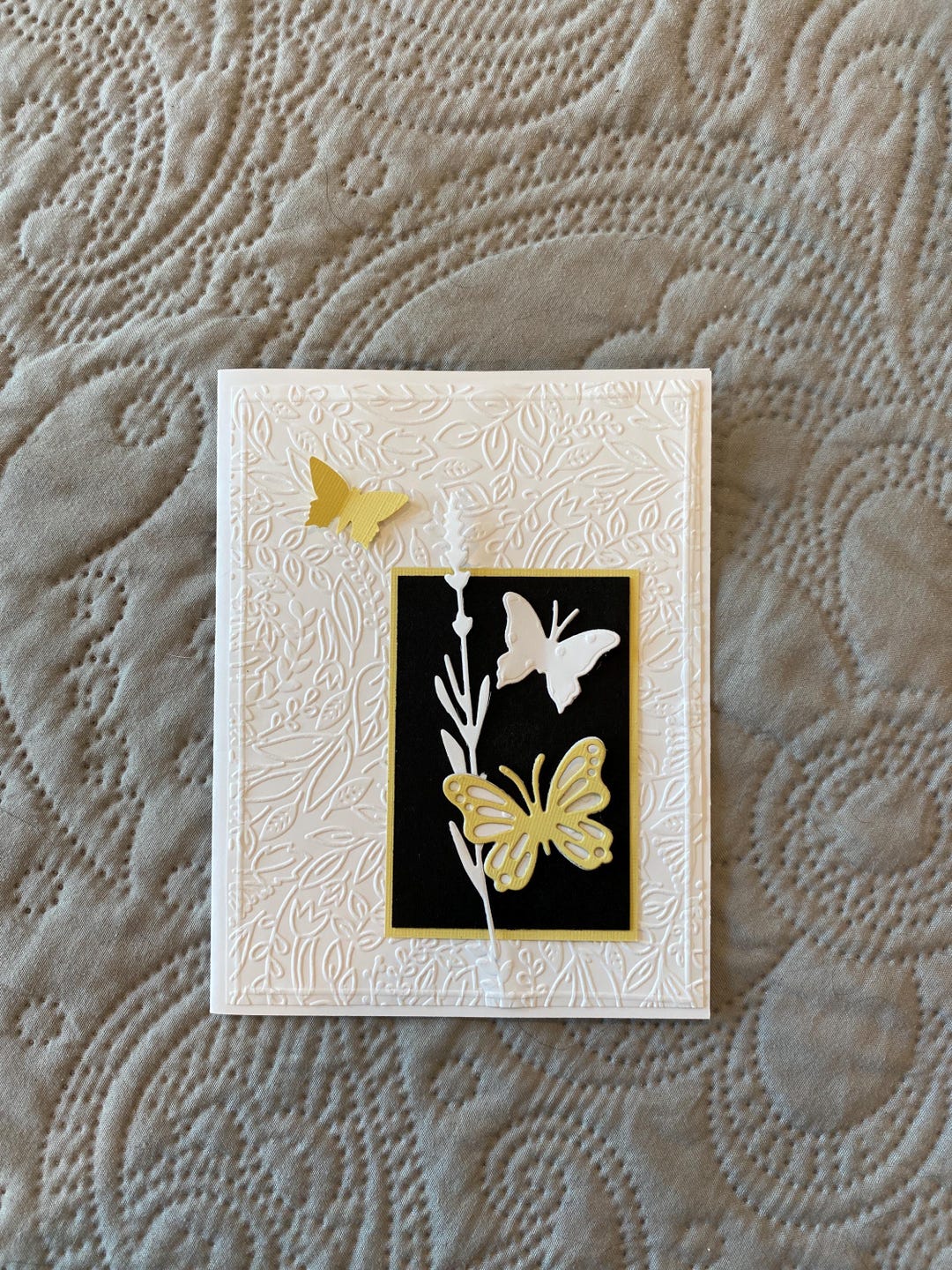 Handmade Greeting Card; All Occasion Card, Yellow and White Butterflies ...
