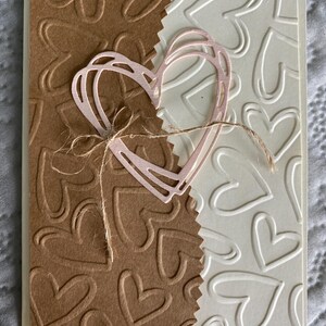 Handmade Greeting Card; Love Card, Pink and White Card, Embossed Hearts ...