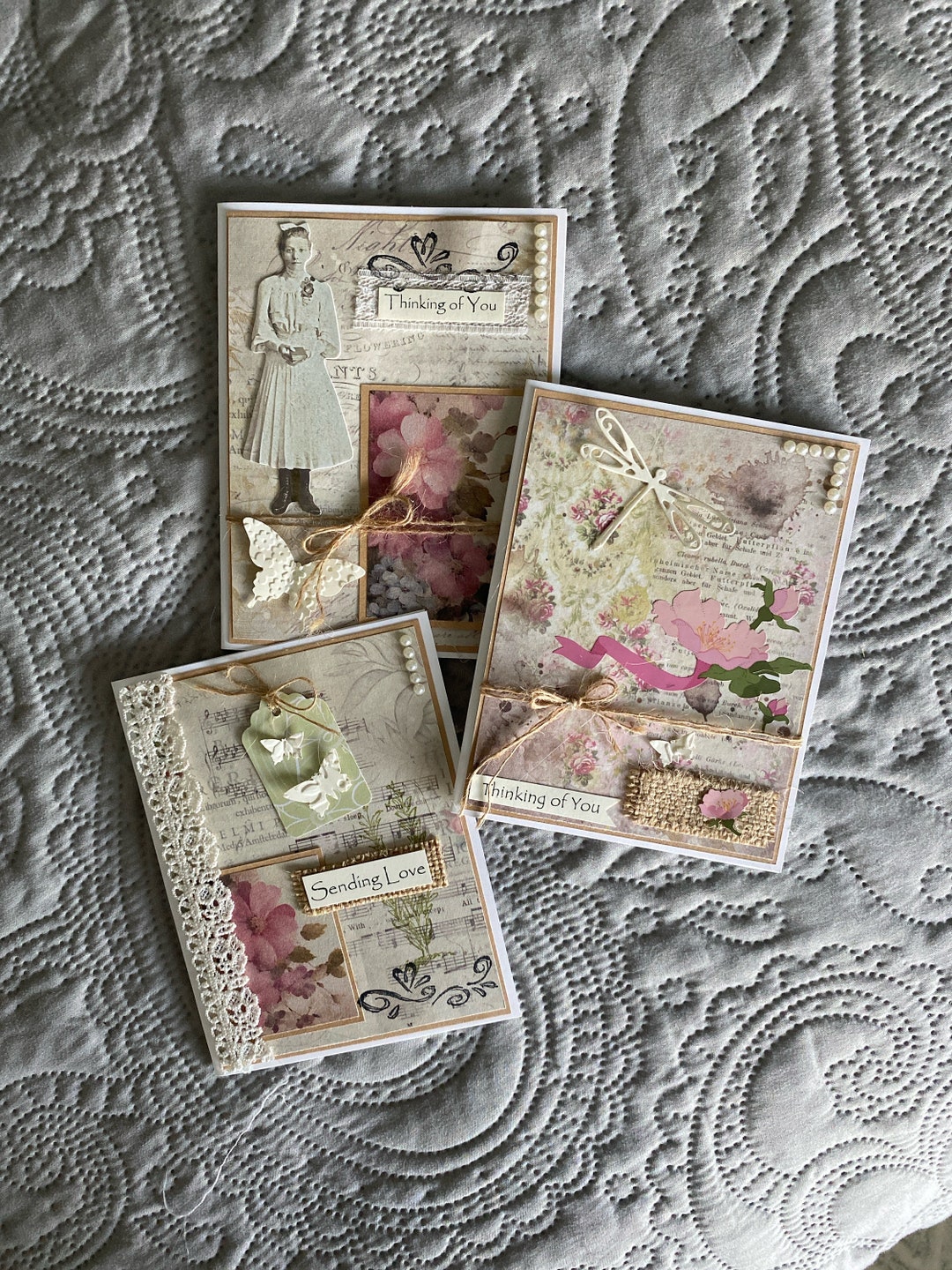 Handmade Card Set Greeting Cards Handmade, OOAK Card Set of 3, Cards. Thinking of You ...