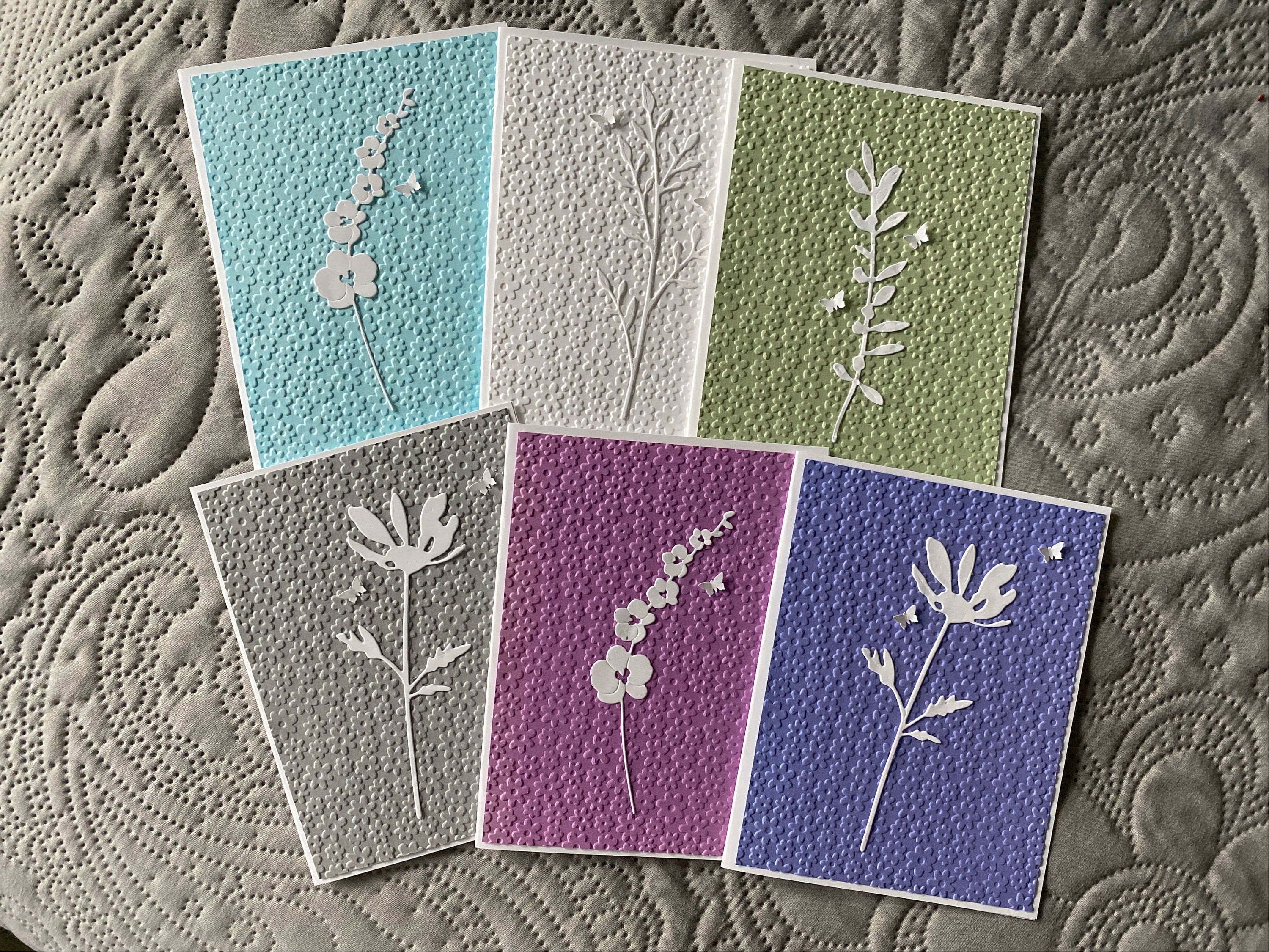 Handmade Greeting Cards: Set of 6 Assorted Minimalist Embossed Nature ...