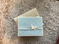 Greeting card handmade; Embossed card with butterfly, blue and vanilla, blue and white, thank you, get well, thinking of you