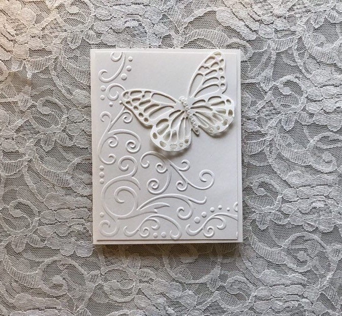Greeting Card Handmade: Ivory on Ivory Large Die Cut - Etsy Canada