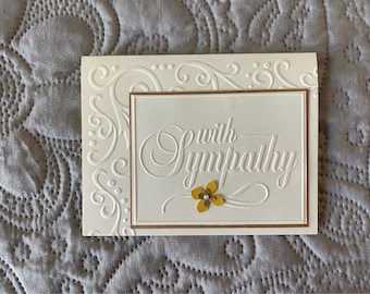 Handmade Embossed Sympathy Card: Elegant Ivory Design