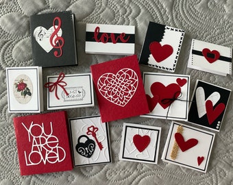 Handmade Greeting Card: Hearts, Valentine, Love Card, Anniversary, White  and Red Hearts, Sheet Music Heart, Floating Hearts 