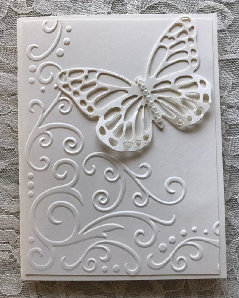 Greeting Card Handmade: Ivory on Ivory Large Die Cut - Etsy Canada