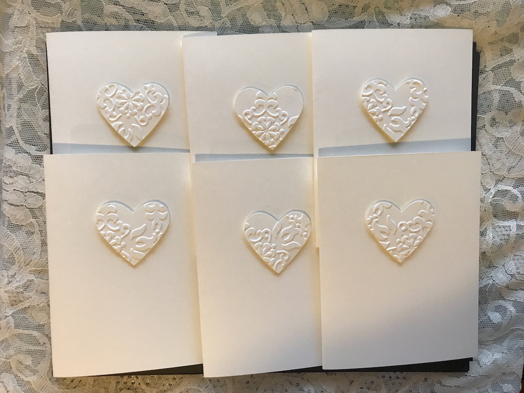 Greeting Cards Handmade; Set of 6 Valentines, Minimalist Cards ...