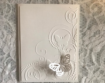 Greeting card handmade:  Sympathy Card, embossed sympathy, ivory and beige.