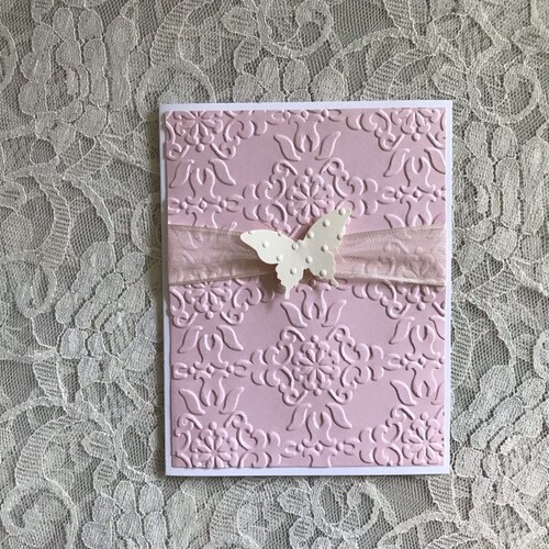 Embossed Pink Butterfly Card: Handmade Greeting Card