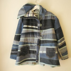 XL-XXL, Hooded Jacket, Upcycled Clothing by EcoClo, Denim Collection