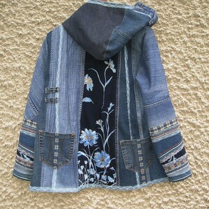 Hooded Jacket, Upcycled Clothing by EcoClo, Denim Collection, size M image 5