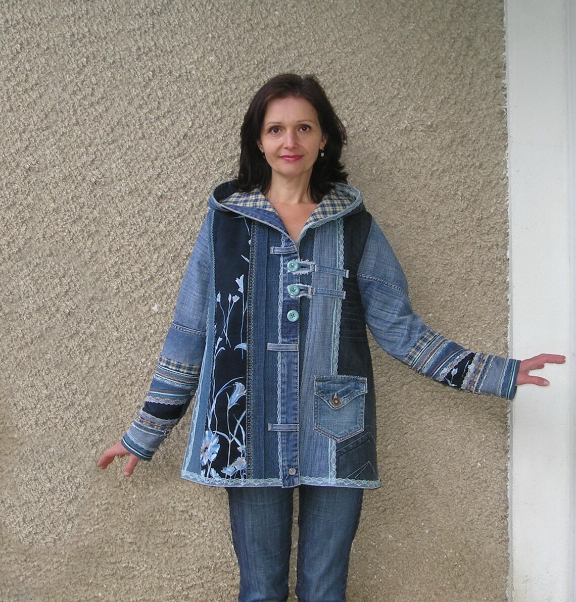 Hooded Jacket Upcycled Clothing by EcoClo Denim Collection | Etsy