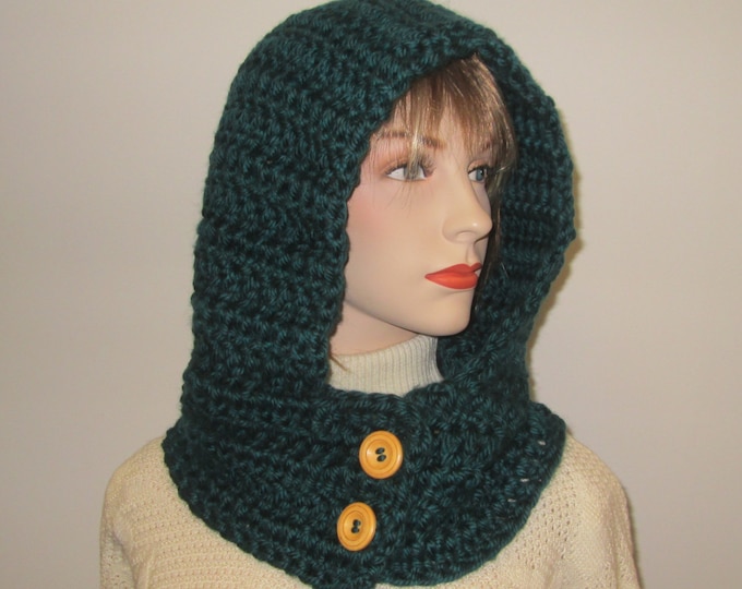 Green Scarf With Hood Crochet Scoodie Scarf Green Chunky - Etsy