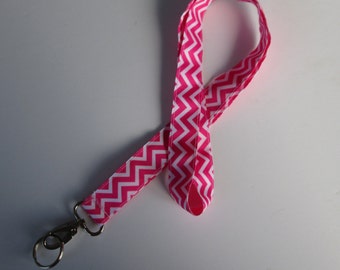 Reversible Pink Chevron Lanyard Keychains for Women, Cool Lanyards for Keys, Id Badge Holder Necklace Lanyards, Cute Lanyards for Badges
