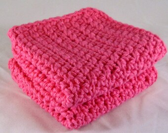 Pink Washcloth Spa Set, Handmade Washcloth, Pink Dish Towels, Pink Dishcloth, Pink Facial Cloths, Pink Crochet Washcloth