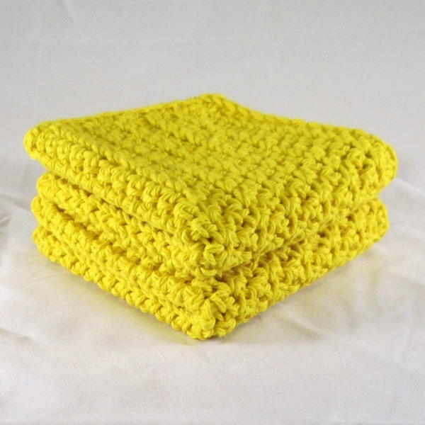 Yellow Washcloth, Yellow Kitchen Towels, Yellow Dish Towels, Yellow Cotton Spa Set, Yellow Crochet Spa Set, Yellow Cotton Washcloth