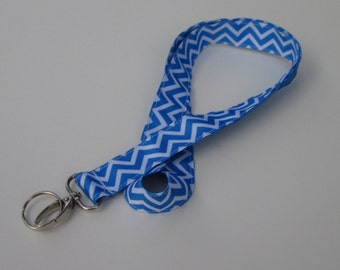 Blue Chevron Keychains for Women, Cool Lanyards for Keys, Id Badge Holder Necklace Lanyards, Cute Lanyards for Badges, Blue Lanyard