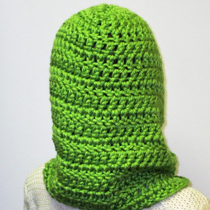 Crisp Apple Green Hat Scarf With Hood Womans Neckwarmer Etsy