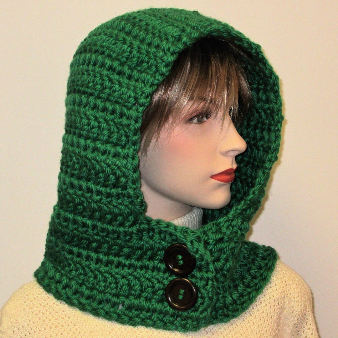 Kelly Green Crochet Hooded Cowl Neck Hoodie Crochet Hooded - Etsy