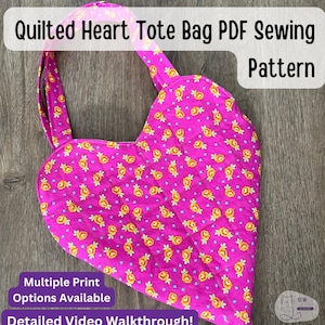 Wie man eine Herz Tragetasche PDF Pattern nähen | PDF genähtes Herz Tragetasche Muster | Gesteppte Einkaufstasche Muster | Lerne eine gequiltete Einkaufstasche nähen zu lernen