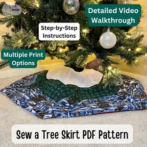 How to Sew a Small Tree Skirt PDF Pattern | PDF Sewing a Tree Skirt Guide | Small Tree Skirt Sewing Guide | Easy Beginner Sewing Patterns