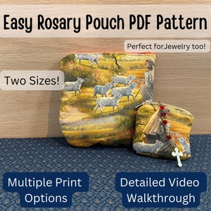 Como costurar uma bolsa de rosário Padrão PDF | PDF Costurando uma bolsa com zíper | Bolsa para joias e rosário de vários tamanhos | Padrões de costura para iniciantes