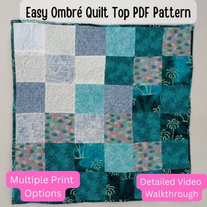 Easy Ombré Quilt Top Pattern | PDF Sewing a Patchwork Quilt Guide | Easy Quilt Top Sewing Guide | Easy Beginner Quilt Patterns
