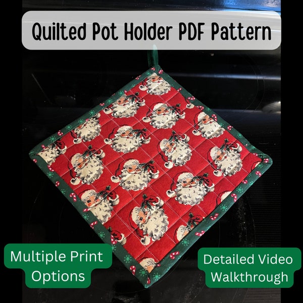 How to Sew a Pot Holder PDF Pattern | PDF Sewing a Pot Holder Guide | Two Sizes of Pot Holders Sewing Guide | Easy Beginner Sewing Patterns