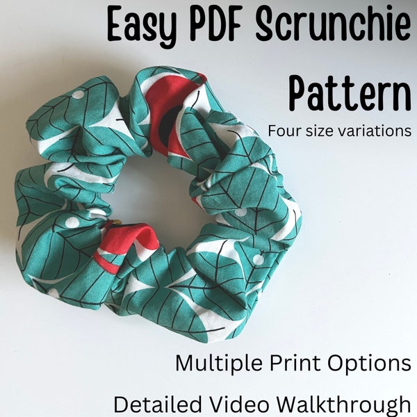 How to Sew a Scrunchie PDF Pattern | PDF Sewing a Scrunchie Guide | Multiple Sized Scrunchie Sewing Guide | Easy Beginner Sewing Patterns