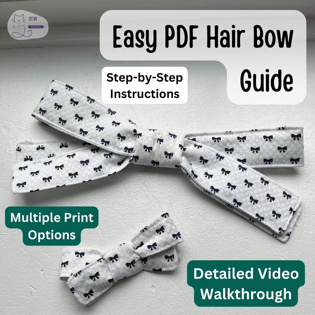 Hair Bow PDF Sewing Pattern + Video Tutorial (2 Sizes!) | Easy DIY ...