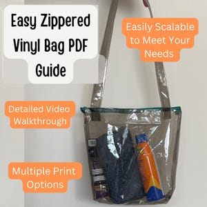 May include: A clear vinyl tote bag with a zipper closure and a green zipper pull. The bag has a gray background and is easily scalable to meet your needs. The bag is filled with various items, including a blue towel, a white cord, and a bottle of sunscreen.