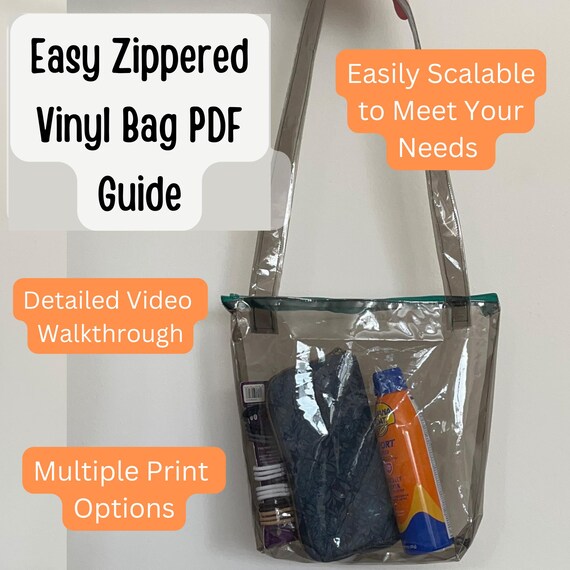 How to Sew a Zippered Vinyl Bag PDF Guide | PDF Sewing a Beach Bag | Stadium Bag Sewing Guide | Easily Scalable Beach Bag Sewing PDF Guide