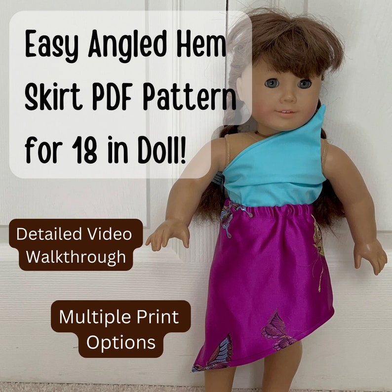 How to Sew an Angled Hem 18 Inch Doll Skirt PDF Pattern PDF Sewing a