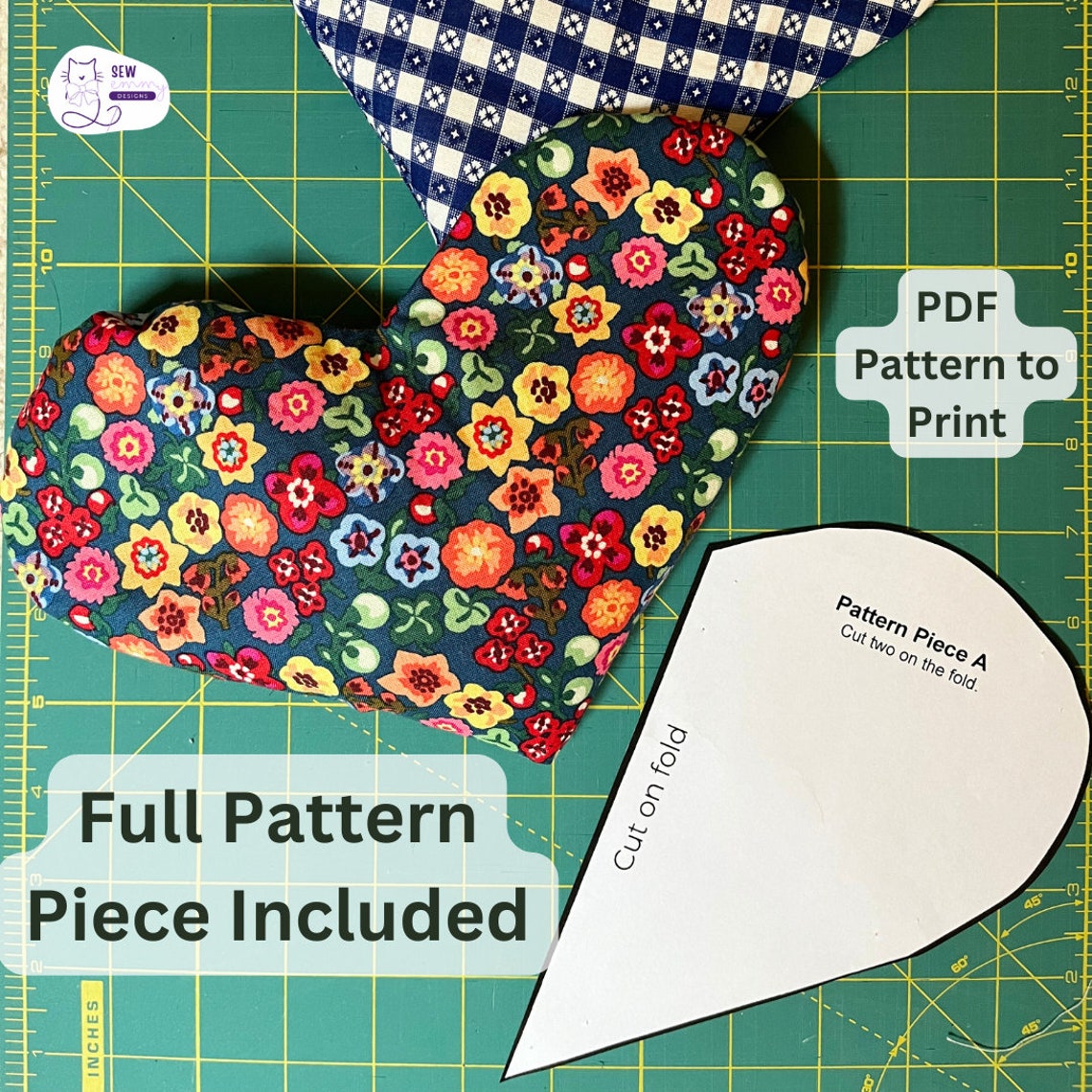 How to Sew a Heart Heating Pad PDF Pattern | PDF Sew a Rice Heating Pad ...