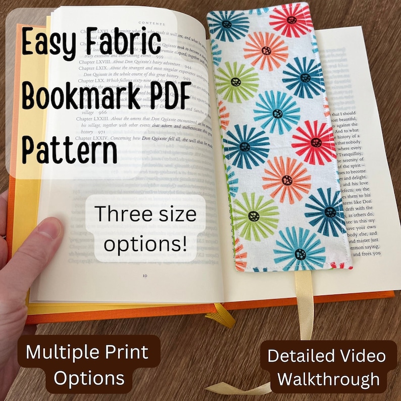 How to Sew a Fabric Bookmark PDF Pattern | PDF Sewing a Bookmark Guide ...
