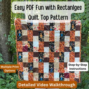 Easy Fun with Rectangles Quilt Top Pattern | PDF Sewing a Patchwork Quilt Guide | Easy Quilt Top Sewing Guide | Easy Beginner Quilt Patterns