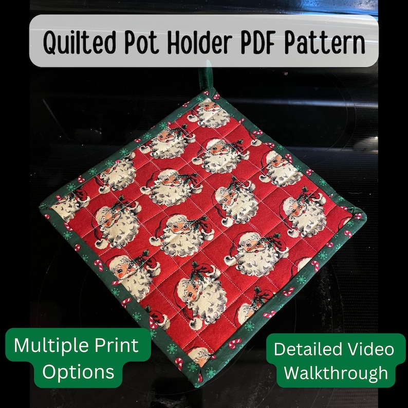 How to Sew a Pot Holder PDF Pattern PDF Sewing a Pot Holder Guide Two ...