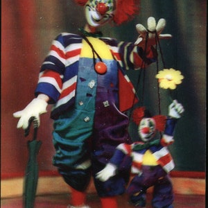 Сartoon Clown Buffoon Pantalone Puppet Dolls Russia sovietica lenticolare Iridescente 3d-cartolina stereo foto Olografica 1987