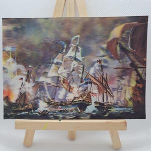 Seeschlacht Schiff Fregatte Karavelle Sowjetunion Russland 3d 3 d Lenticular Postkarte Stereofoto UDSSR 1990