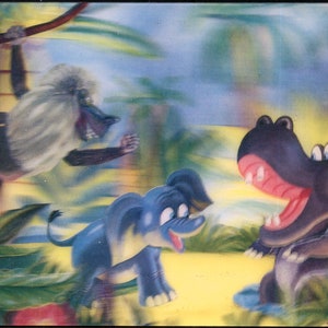 Nilpferd Affe Baby Elefant Russland unbenutzte 3d 3 d linsenförmige 3 d Stereo Postkarte Märchen UdSSR 1988