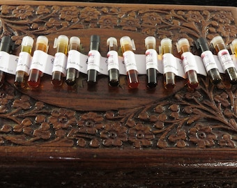 Ensemble d'échantillons d'huile d'attar - Attar, Mukhallat, Musc - 1 ml chacun