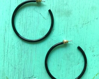 Vintage 90s black hoop earrings