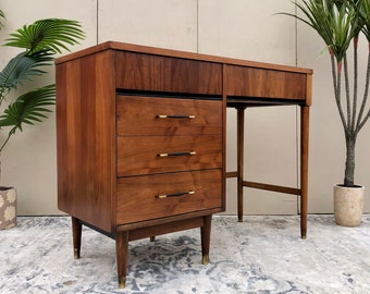 Vintage Mid Century Modern Petite Walnut Desk - Refinished