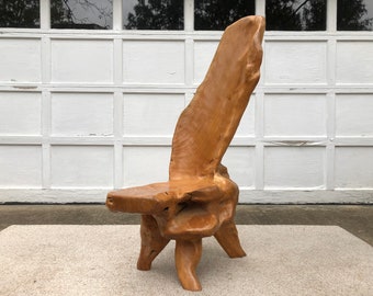 Vintage Nakashima Style Live Edge Teak Root Statement Chair