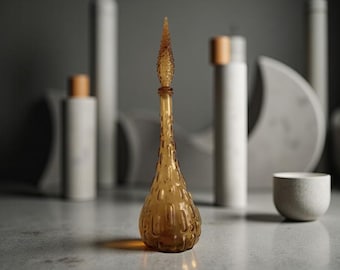 Italian Empoli Amber Genie Bottle Brick Pattern LOOK
