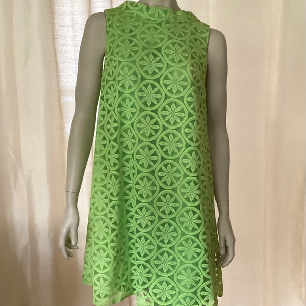 Mod 1960s A Line Dress Lime Green