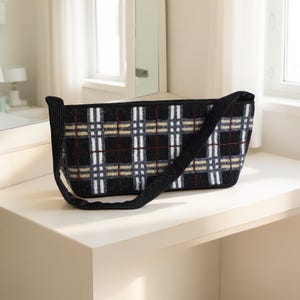 Vintage Nova Check Beaded Purse Handbag STYLISH