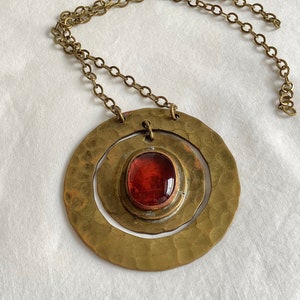 Vintage Rafael Alfandary Necklace Hammered Brass Kinetic