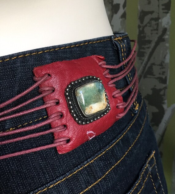 Vintage Boho Leather Fringe Belt W 