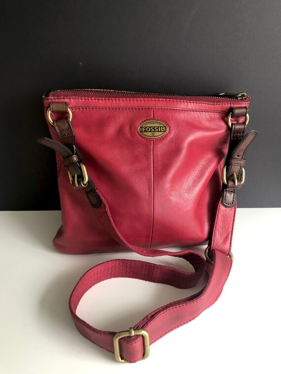 Vintage Fossil Leather Handbag Purse 