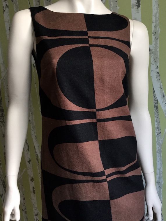 Vintage Michael Kors Linen Dress 60s Geometric De… - image 2